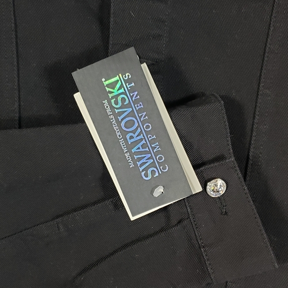 Christine Alexander Black Denim Jacket Sz Medium Swarovski Crystal Western Rodeo - Picture 11 of 14